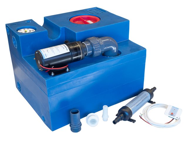 Albin Vuilwatertank met macerator 12 volt en 24 volt