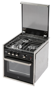 Allpa fornuis RVS met 3 branders en glasplaat oven + grill