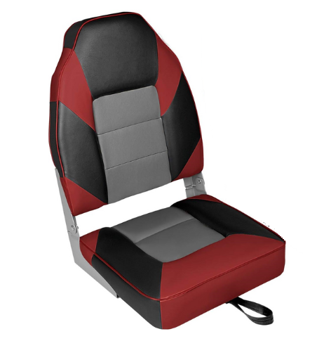 High Back Bootstoel Grijs/Steenkool/Rood
