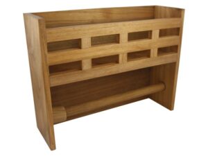 Teak houten Opbergrek met keukenrolhouder