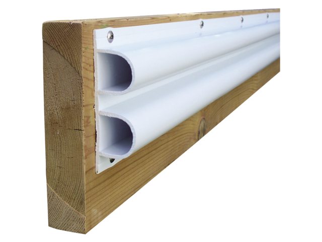 Witte Steigerstootrand flexibel PVC dubbel D-Profiel