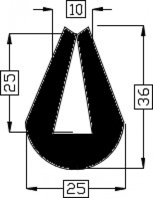 Zwarte Stootrand 1/5 TPE 25 Meter